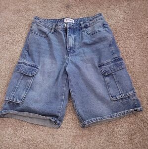 Blue Denim Cargo Shorts